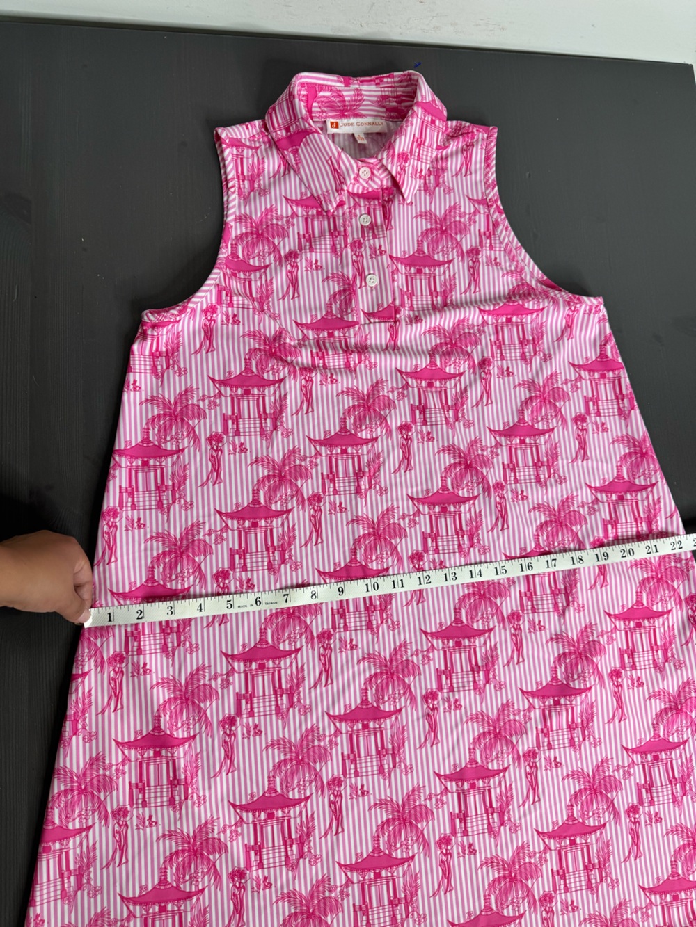 Jude Connally Pink Sleeveless Shift Dress Tropical Pagoda Print - Picture 7 of 9